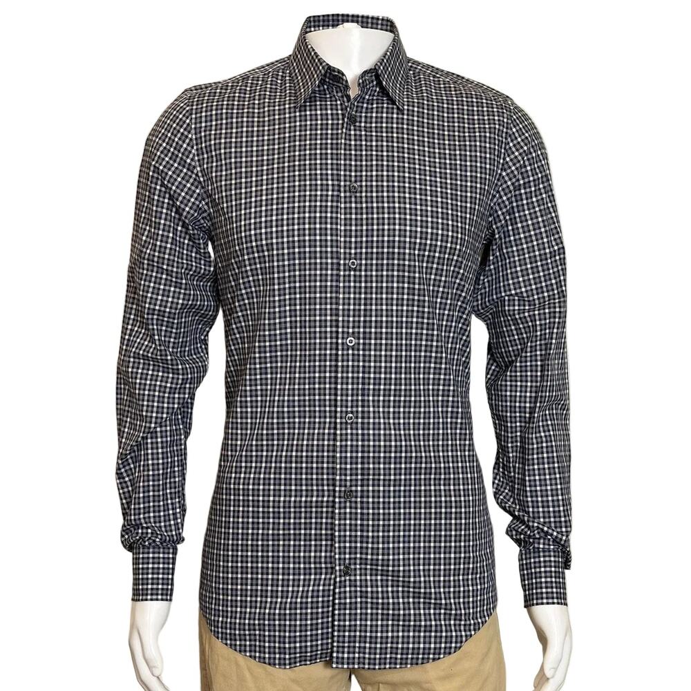 Gucci 2015 Classic Gingham Check Long-Sleeve Dress Shirt Men's 38 / 15